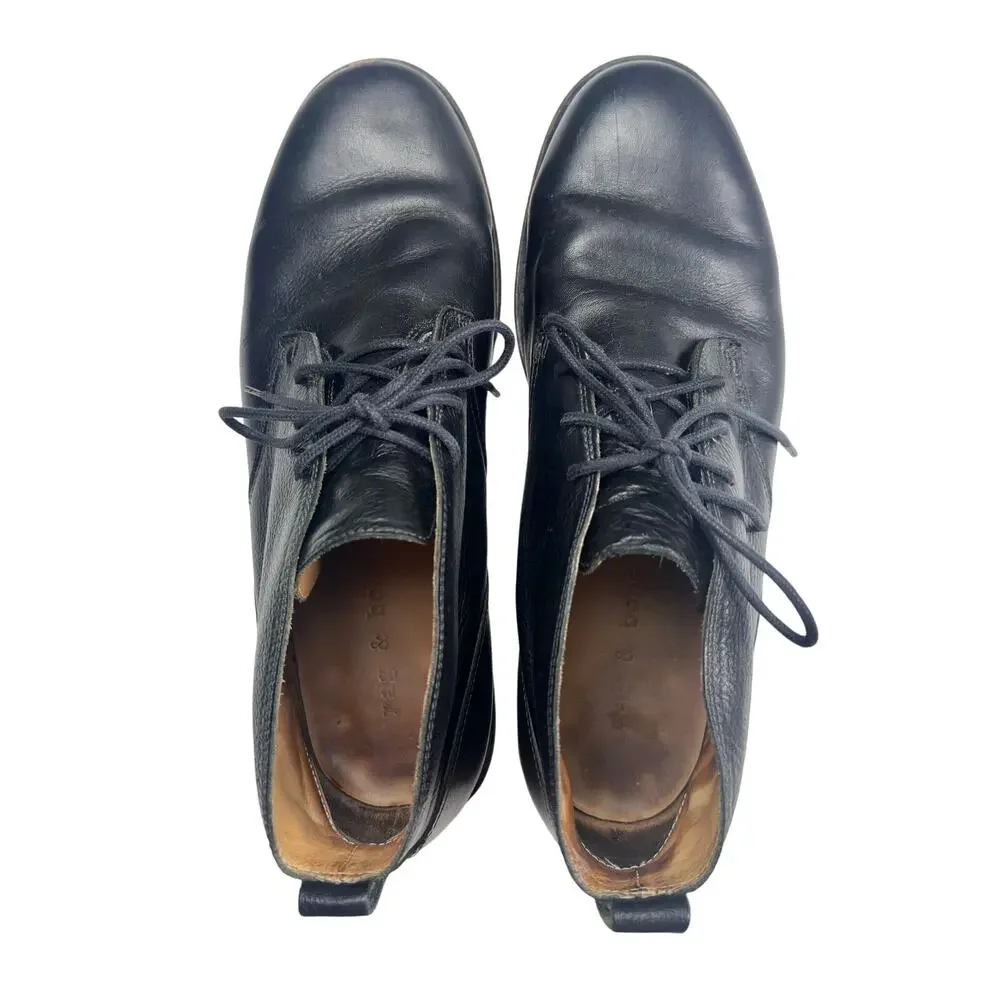 Rag & Bone | Men | Black Aged Worn Classic Pebbled Leather Chukka Boots | Sz 10